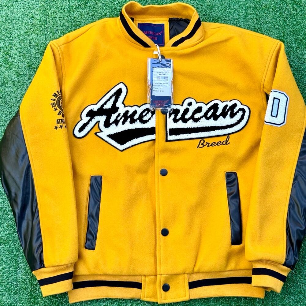 American Breed Varsity Yellow And Black Heavyweight Sweater New SEALED Tag